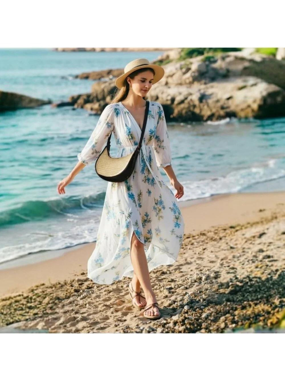 Stylish Straw Crescent Hobo Bag for Women | 3-Way Carry: Handbag, Shoulder